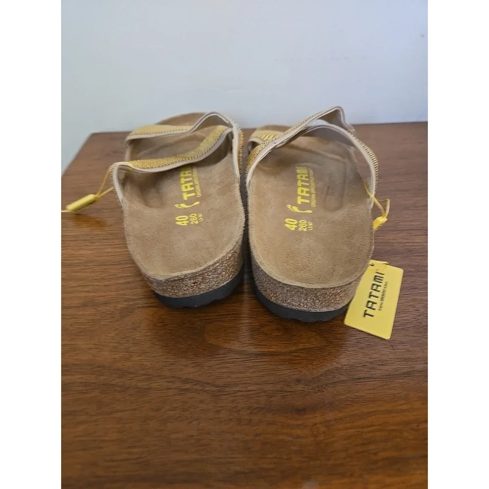 Tatami Birkenstock Sandals Womens 40 Narrow Gold Leather Slide Shoes 9